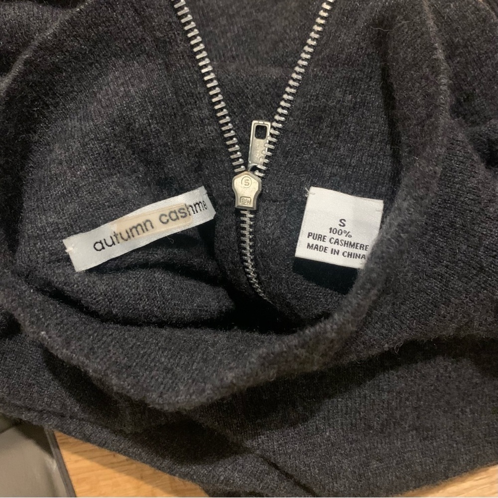 Autumn Cashmere Dark Grey Mock Neck Back Zipper Peplum Sweater Womens Size Small - Picture 7 of 10